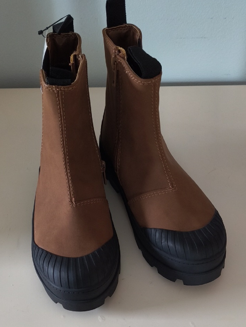 H&M Brown Kids Chelsea-Style Boots with Black Rubber Toe
